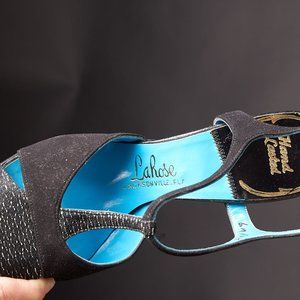 1960s Slingback T-strap Black Sparkle Heels